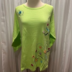 NWT Whimsical Floral Sweater with Mirror Detailing